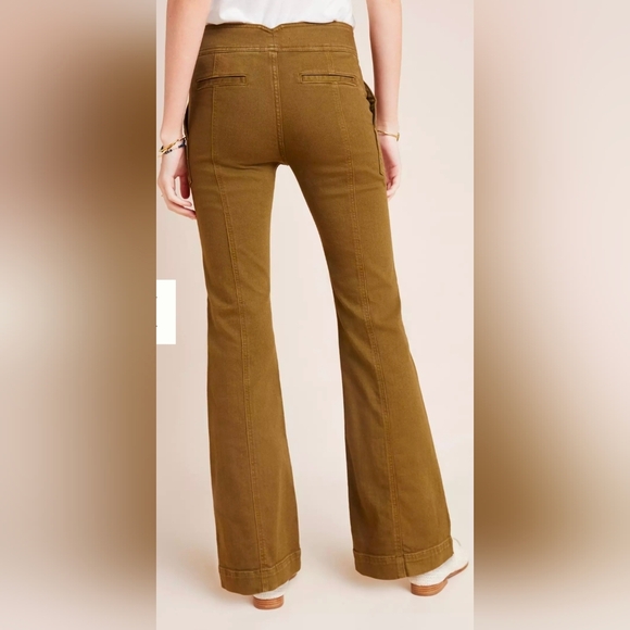 Pilcro And The Letterpress Anthropologie Olive Green High Rise Booycut Trousers - Picture 11 of 13